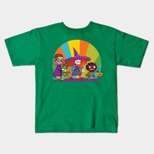 team of kids goes to a Halloween party Kids T-Shirt